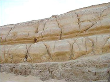 Vertical erosion 'scoring' of rock at Great Sphinx